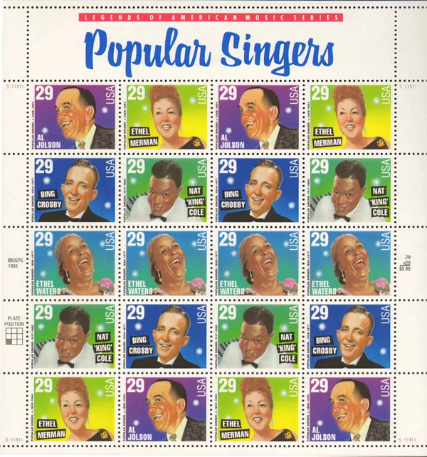 Bing Crosby popular singer stamps