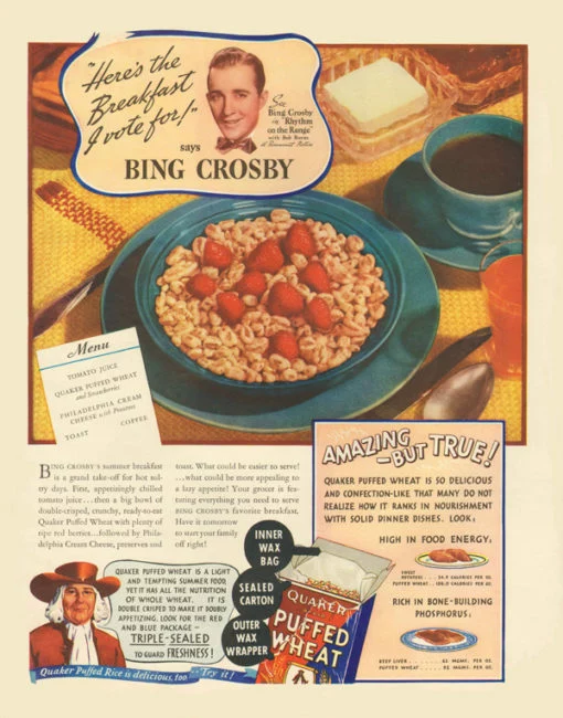 Bing Crosby puffed wheat