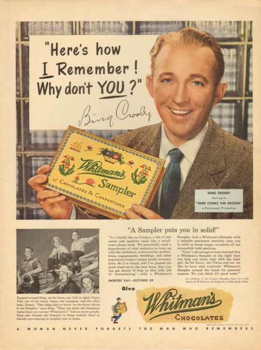 Bing Crosby whitman chocolates